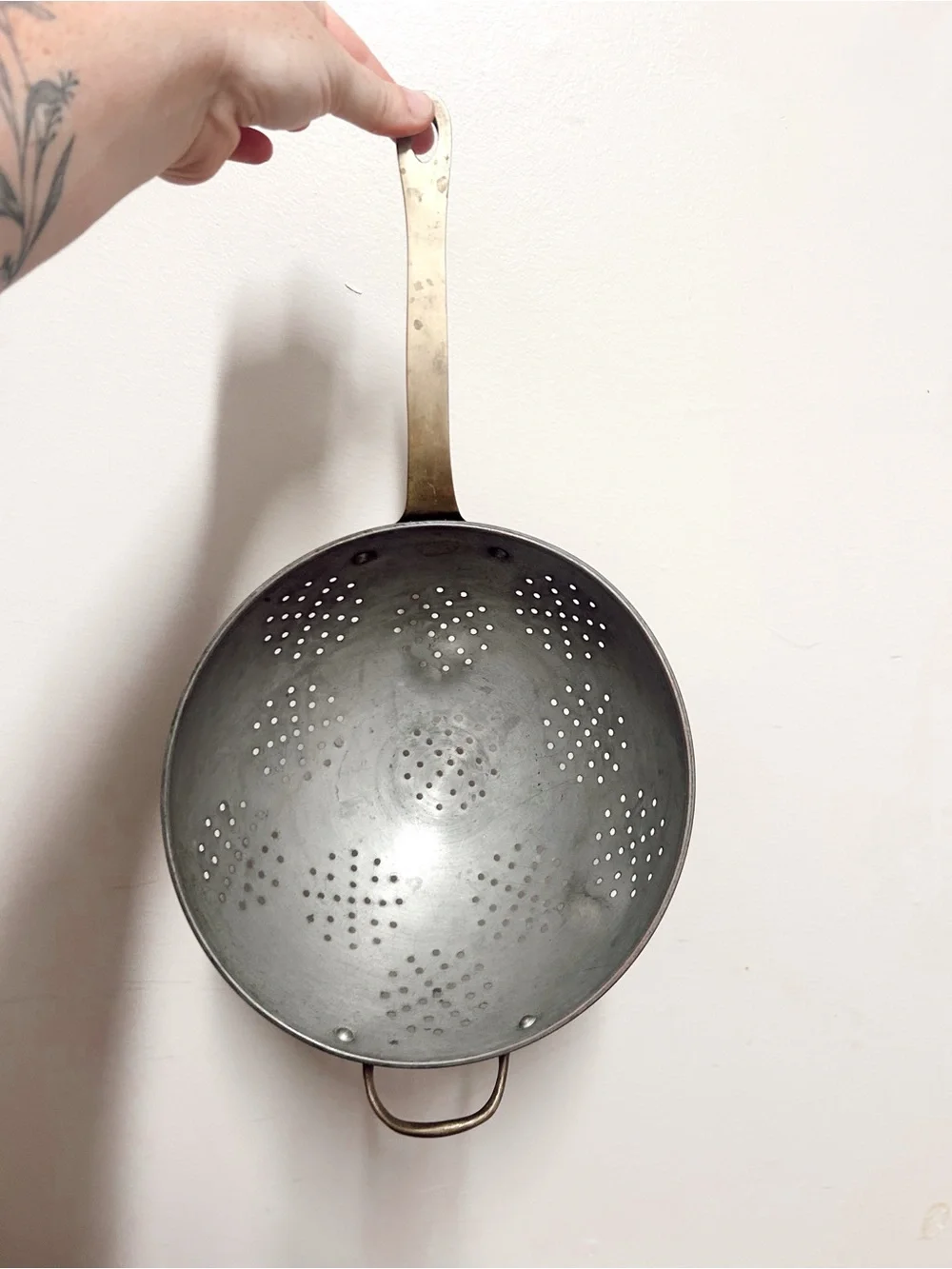 Vintage Copper Colander with Brass Handle